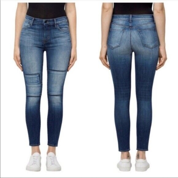NWT J Brand | Alana High Rise Cropped Jasper Patched Denim Jeans; Size 30 - Picture 1 of 17